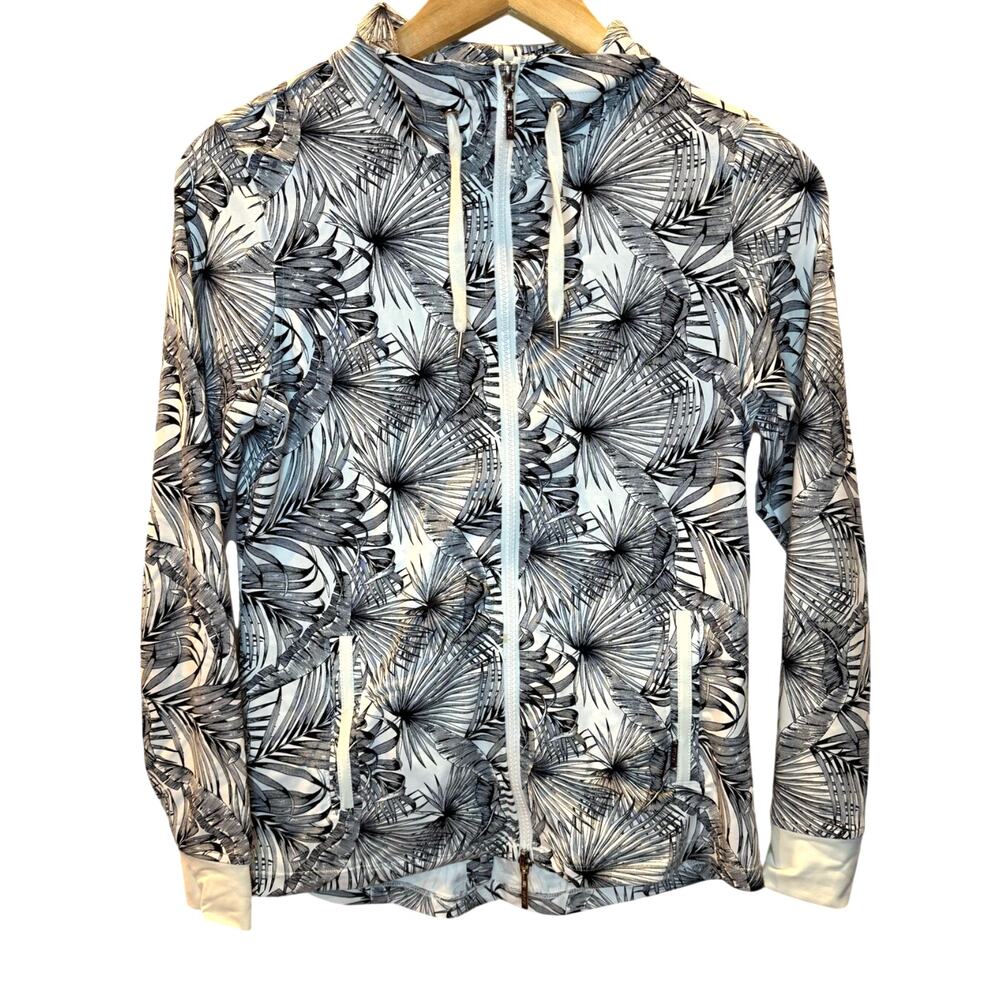 BYLYSE Patterned Jacket XS Womens Full Zip Sweatshirt Hooded Athletic Mock Neck